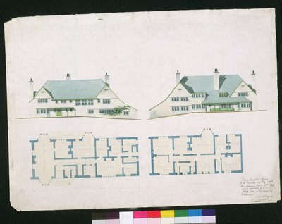 Hus som ska byggas i Gartmel Fell Gillhead, Windermere för J.W. Buckley Esquire, 1899 (wc och blyertspenna på papper) av Charles Francis Annesley Voysey