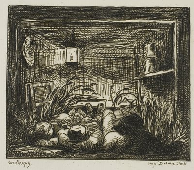 Sängkläder på båten (natt på båten) av Charles Francois Daubigny