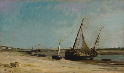 Båtar på havet vid Étaples av Charles Francois Daubigny