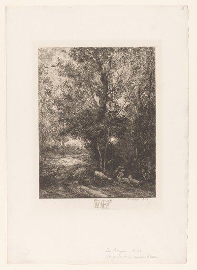 Skog med rastande getherdar Le berger et la bergere av Charles Francois Daubigny