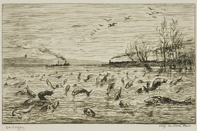 Fiskens firande av skeppsgossens avresa (Fisken) av Charles Francois Daubigny