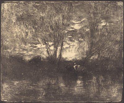 Kor på en vattningsplats av Charles Francois Daubigny