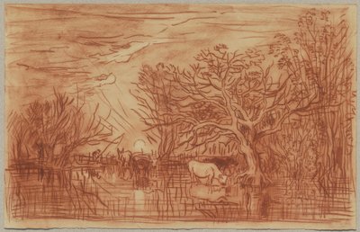 Kor vid ett vattenhål, ca 1863 av Charles Francois Daubigny
