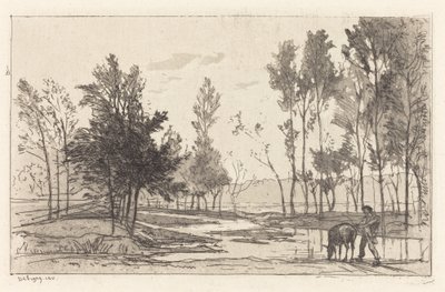 Åsnan på en vattningsplats av Charles Francois Daubigny