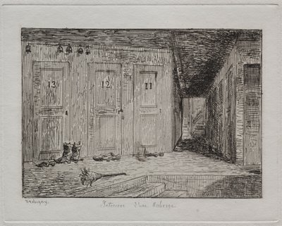 Interiör av ett värdshus av Charles Francois Daubigny