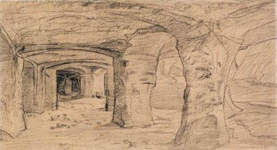 Klippvalv i stenbrottet i Auvers-sur-Oise. av Charles Francois Daubigny