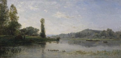 Landskap med en flod, 1860 av Charles Francois Daubigny