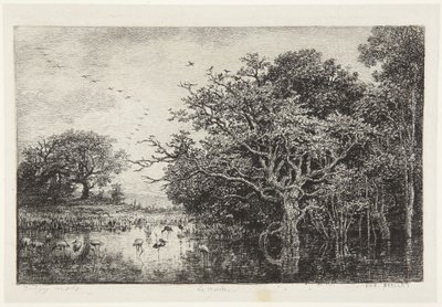 Kärret med storkar av Charles Francois Daubigny