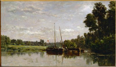 Les peniches - pråmarna ... av Charles Francois Daubigny