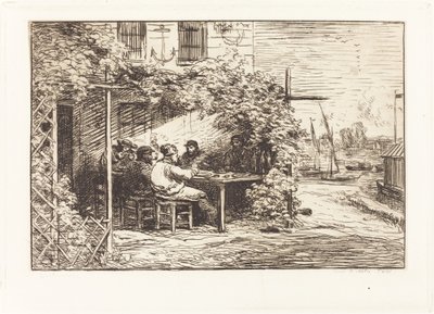 Lunch på väg till Asnieres av Charles Francois Daubigny