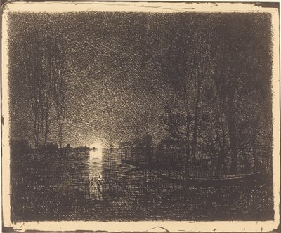 Månbelyst landskap av Charles Francois Daubigny