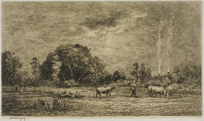 Månuppgång av Charles Francois Daubigny