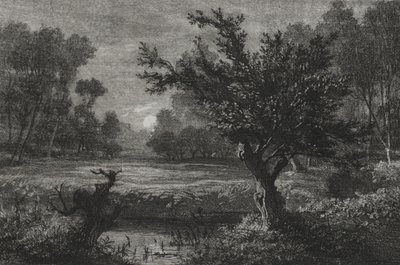 Månuppgång i Andilly Valley, 1845. av Charles Francois Daubigny
