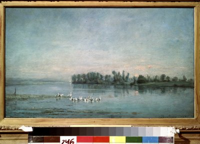 ""Early Morning"" (morgon) Målning av Charles-Francois (Charles Francois) Daubigny (1817-1878) 1858 Pushkin Museum, Moskva av Charles Francois Daubigny