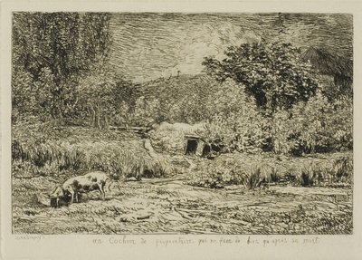 Gris i en fruktträdgård av Charles Francois Daubigny