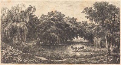 Pool med rådjur av Charles Francois Daubigny