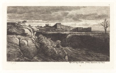 Ruinerna av slottet Cremieux av Charles Francois Daubigny