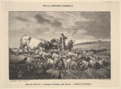 Salong 1850-51, Landskap och djur, av Troyon, 1850-51. av Charles Francois Daubigny