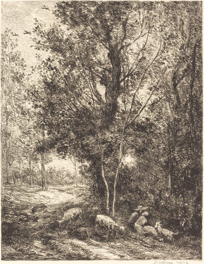 Herde och herdinna (Le Berger et la bergere) av Charles Francois Daubigny
