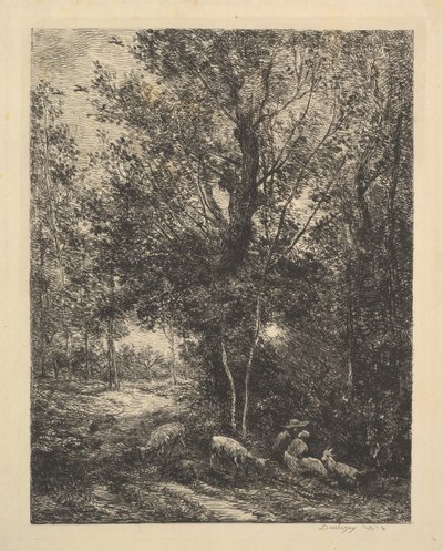 Herde och herdinna, 1874. av Charles Francois Daubigny