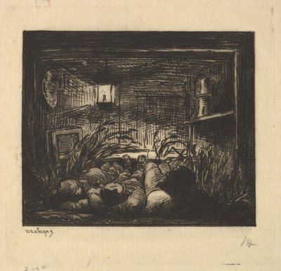 Sova ombord på båten, 1861. av Charles Francois Daubigny