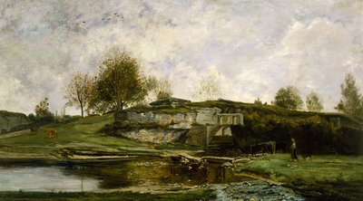 Sluss i Optevoz-dalen, 1854 av Charles Francois Daubigny