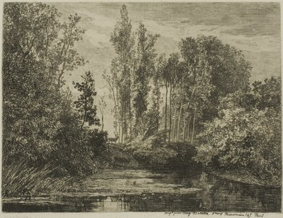 Hjortar vid vattenbrynet av Charles Francois Daubigny