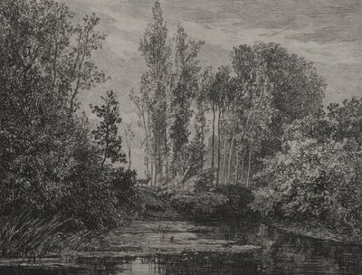 Hjortar vid vattenbrynet av Charles Francois Daubigny