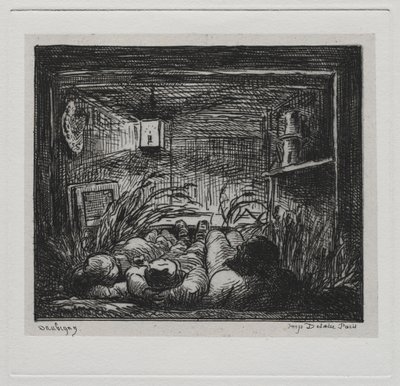 The Boat Trip: Bedding Down Aboard the Botin Night on the Boat, 1861. av Charles Francois Daubigny