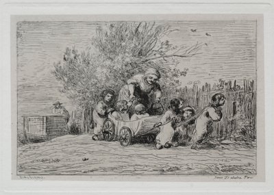 The Boat Trip: Heritage of the Cart The Children with the Cart, 1861. av Charles Francois Daubigny