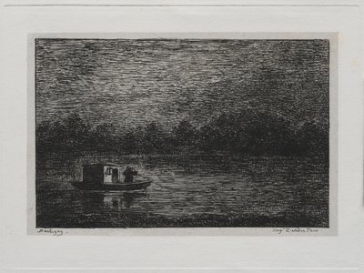 The Boat Trip: Night Voyage or Net Fishing andra versionen, 1861. av Charles Francois Daubigny