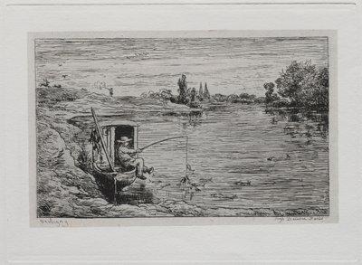 Båtturen: The Cabin Boy Fishing (Linjefiske) av Charles Francois Daubigny