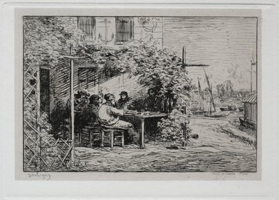 Båtturen: Lunchen innan du går ombord på Asnières, 1861. av Charles Francois Daubigny