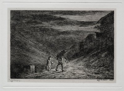 The Boat Trip: The Search for an Inn, 1861. av Charles Francois Daubigny