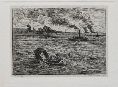 Båtturen: Ångbåtarna eller se upp för ångbåtarna, 1861. av Charles Francois Daubigny