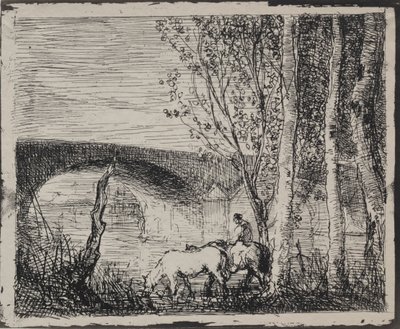 Bron, originalavtryck 1862, tryckt 1921. av Charles Francois Daubigny
