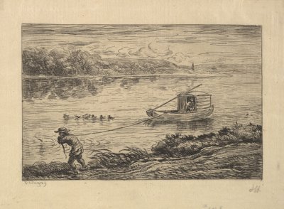 The Cabin Boy bogserar båten, 1861. av Charles Francois Daubigny