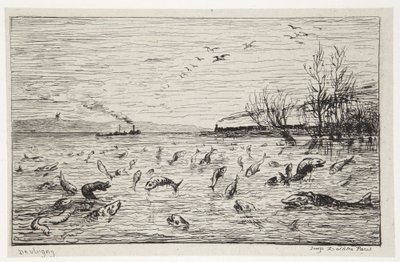 Fiskarna gläds åt att hyttpojken ger sig av av Charles Francois Daubigny