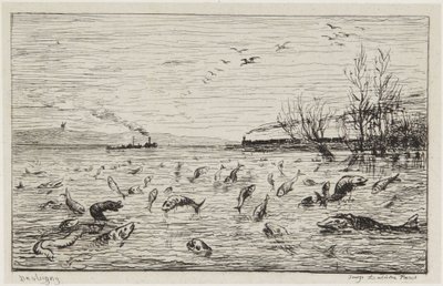 Fiskarna gläds åt hyttpojkens avresa av Charles Francois Daubigny