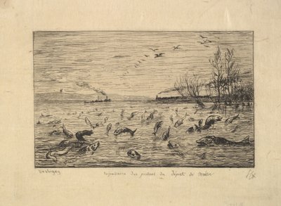 Fisken gläds åt hyttpojkens avgång, 1861. av Charles Francois Daubigny