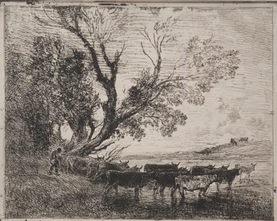 Forden, originaltryck 1862, tryckt 1921. av Charles Francois Daubigny