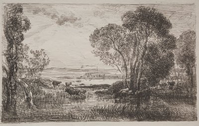 The Hydraulic Machine, originalavtryck 1862, tryckt 1921. av Charles Francois Daubigny
