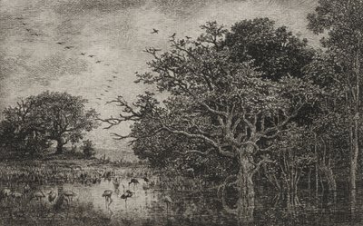 Kärret med storkar av Charles Francois Daubigny