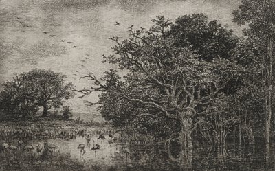Kärret med storkar, ca. 1851. av Charles Francois Daubigny