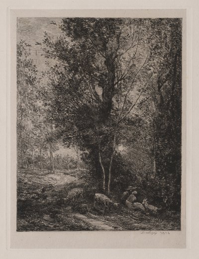Herden och herdinnan, 1874. av Charles Francois Daubigny