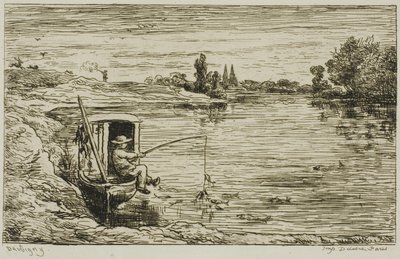 Skeppsgossen fiskar (Fiske med lina) av Charles Francois Daubigny