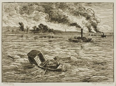 Ångbåtarna (Steamy Harbor) av Charles Francois Daubigny