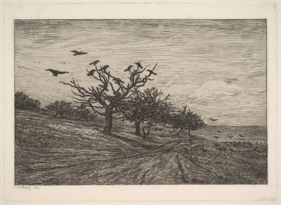 Träd fyllt med kråkor, 1867. av Charles Francois Daubigny