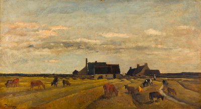 ""View of a Farm at Kerity in Bretagne"" (Farm at Kerity, Bretagne) Målning av Charles-Francois (Charles Francois) Daubigny (1817-1878) Dim 64x101 cm Olja på duk Gemeentemuseum Den Haag av Charles Francois Daubigny