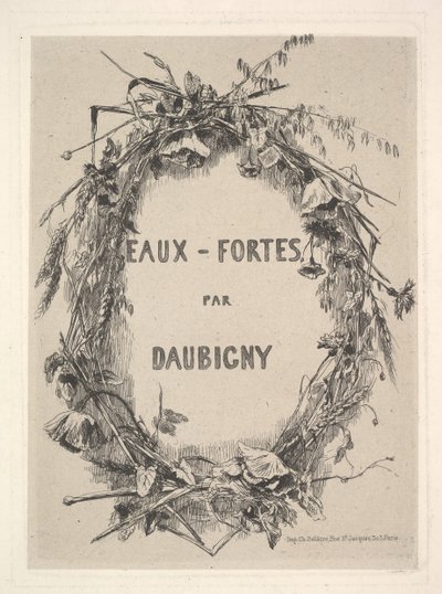 Wreath of Wildflowers, titel för Eaux-Fortes par Daubigny, 1850. av Charles Francois Daubigny